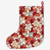 Grande Chaussette De Noël Floral blanc rouge (Dos)