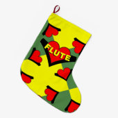 Grande Chaussette De Noël Flûte sur le coeur (Devant (Accrochage))