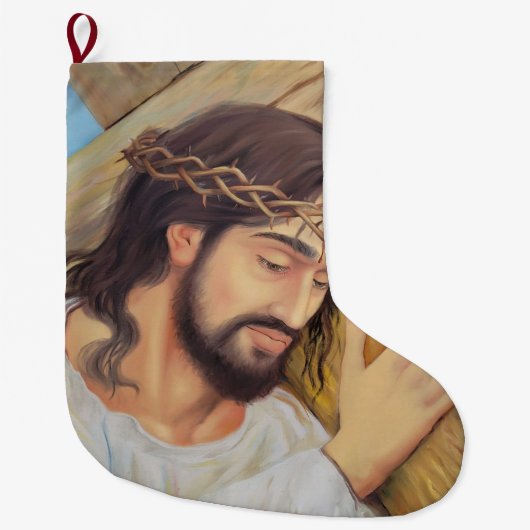 Grande Chaussette De Noël Foi chrétienne Jésus Christ (Devant)
