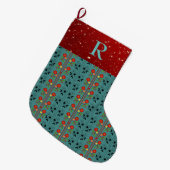 Grande Chaussette De Noël Folklore Noël Stocker Turquoise Rouge (Devant (Accrochage))