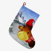 Grande Chaussette De Noël Forêt d'hiver Amis des bois Deer Illustration (Devant (Accrochage))