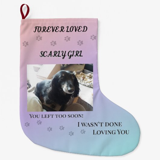 Grande Chaussette De Noël Forever Loved Holiday Pawprints Tribute (Devant)