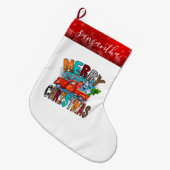 Grande Chaussette De Noël Fourgonnette blanche Noël Stocking (Devant (Accrochage))