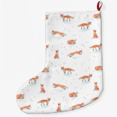 Grande Chaussette De Noël Fox personnalisé d'hiver (Dos)