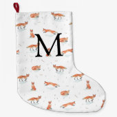 Grande Chaussette De Noël Fox personnalisé d'hiver (Devant)