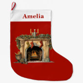 Grande Chaussette De Noël Foyer victorien cosy Noël (Devant)