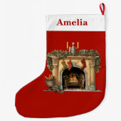 Grande Chaussette De Noël Foyer victorien cosy Noël (Dos)