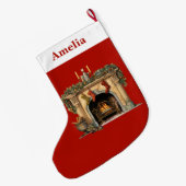 Grande Chaussette De Noël Foyer victorien cosy Noël (Dos (Accrochage))