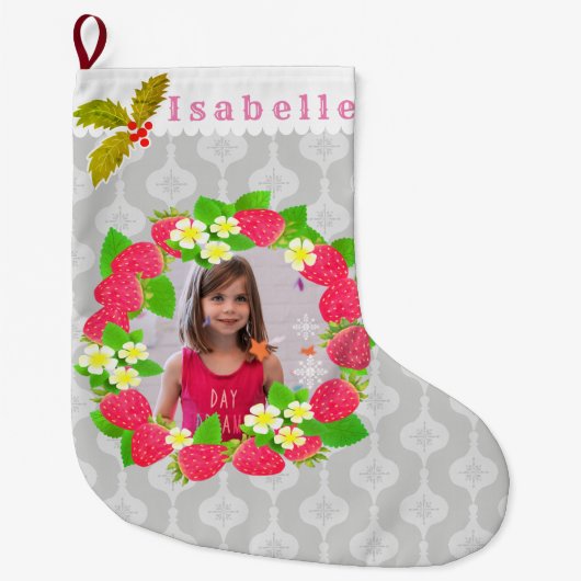 Grande Chaussette De Noël Fraise (Devant)