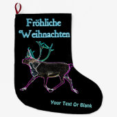 Grande Chaussette De Noël Frohliche Weihnachten - Caribou électrique (Devant)