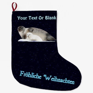 Grande Chaussette De Noël Frohliche Weihnachten - Sceau annelé