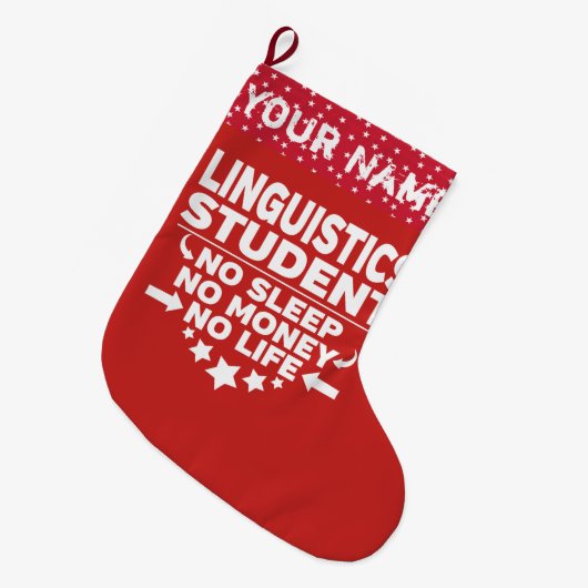 Grande Chaussette De Noël Funky Linguistique College Étudiant Pas De Vie Ou (Devant (Accrochage))