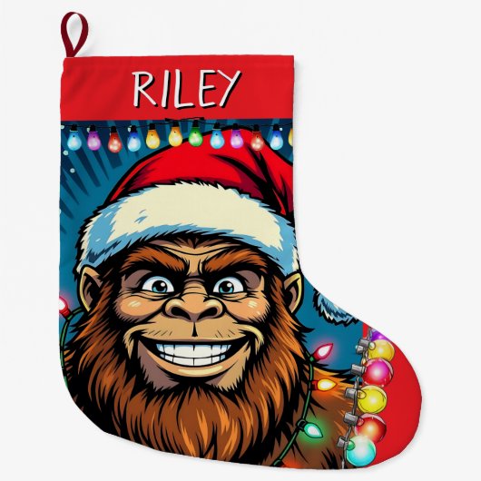 Grande Chaussette De Noël Funny Christmas Bigfoot Personalized (Devant)