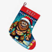 Grande Chaussette De Noël Funny Christmas Sasquatch Personalized (Devant (Accrochage))