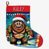 Grande Chaussette De Noël Funny Christmas Sasquatch Personalized (Devant)