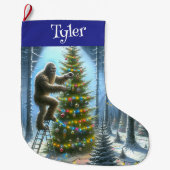 Grande Chaussette De Noël Funny Christmas Sasquatch Personnalisé (Devant)