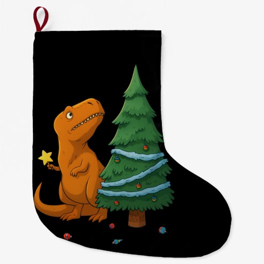 Grande Chaussette De Noël Funny Dinosaur Christmas – Cute T-Rex Holiday (Devant)