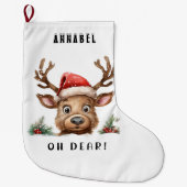 Grande Chaussette De Noël FUNNY Holiday Reindeer (Devant)