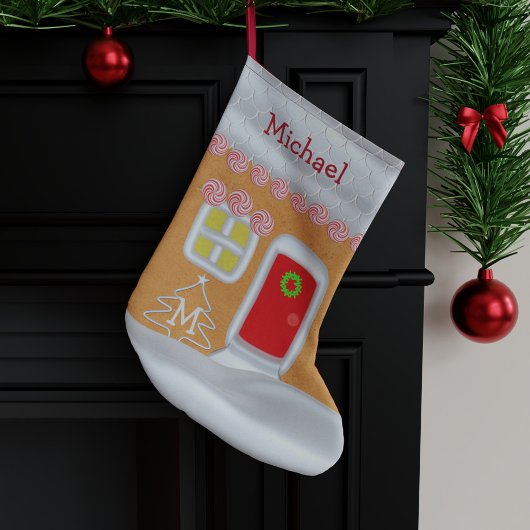 Grande Chaussette De Noël Funny Maison en pain d'épice Personnalisé Enfants