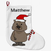 Grande Chaussette De Noël Funny Wombat à Noël à Santa Hat (Devant)