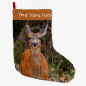 Grande Chaussette De Noël Funny Young Blacktail Deer sourit à un photographe (Devant)