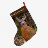 Grande Chaussette De Noël Funny Young Blacktail Deer sourit à un photographe (Dos (Accrochage))