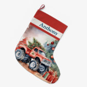 Grande Chaussette De Noël Garçons de camions Red Monster (Devant (Accrochage))