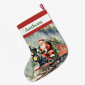 Grande Chaussette De Noël Garçons de train père Noël Xmas (Dos (Accrochage))