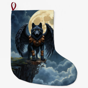 Grande Chaussette De Noël Gardien de la Lune – Le Loup à l'Aile Noire