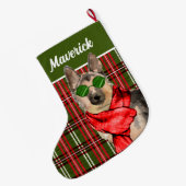 Grande Chaussette De Noël German Shepherd and Plaid with Dog's (Dos (Accrochage))