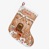 Grande Chaussette De Noël Gingerbread Cottage House (Devant (Accrochage))