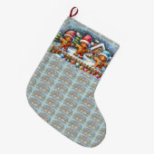 Grande Chaussette De Noël Gingerbread Family Snowy Christmas Scene (Devant (Accrochage))