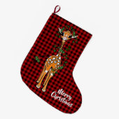 Grande Chaussette De Noël Giraffe Festive, guirlande, plaid de buffle (Devant (Accrochage))