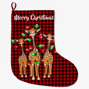 Grande Chaussette De Noël Giraffe Festive   Joyeux Noël