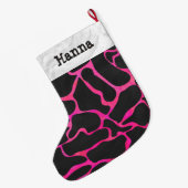 Grande Chaussette De Noël Giraffe Hot rose et noir (Dos (Accrochage))