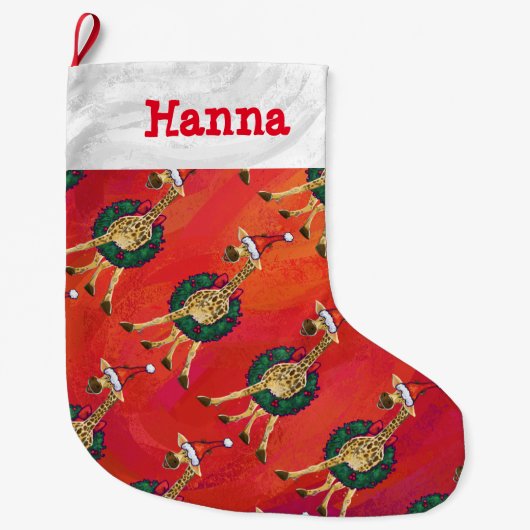 Grande Chaussette De Noël Giraffe Noël Grand magasin de Noël (Devant)