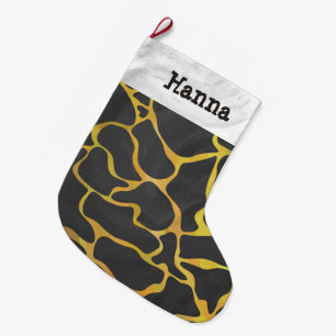 Grande Chaussette De Noël Giraffe Noir et Jaune