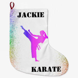 Grande Chaussette De Noël Girls Karate Rainbow Speckles