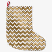 Grande Chaussette De Noël Glam Gold White Zigzag (Devant)