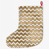 Grande Chaussette De Noël Glam Gold White Zigzag (Dos)