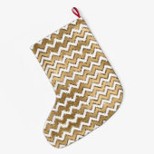 Grande Chaussette De Noël Glam Gold White Zigzag (Dos (Accrochage))