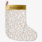 Grande Chaussette De Noël Glam Or Joli Chic Perles rose Noël (Devant)