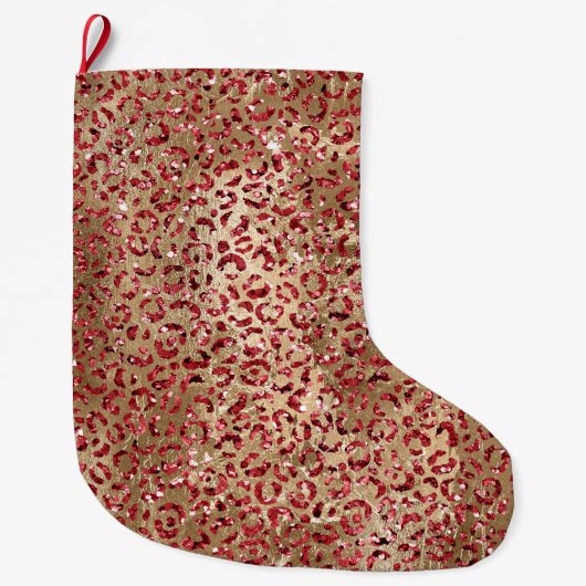 Grande Chaussette De Noël Glam Sparkle Parties scintillant rouge Empreinte d (Devant)