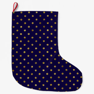 Grande Chaussette De Noël Glamme d'or chic et points violets