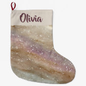 Grande Chaussette De Noël Glitter Personalized Name Christmas Stocking (Devant)