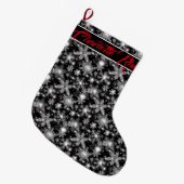 Grande Chaussette De Noël Glittery argent fêtes de neige motif (Devant (Accrochage))
