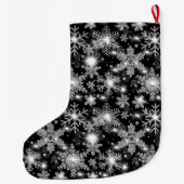 Grande Chaussette De Noël Glittery argent fêtes de neige motif (Dos)