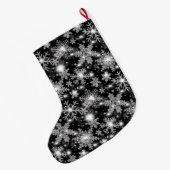 Grande Chaussette De Noël Glittery argent fêtes de neige motif (Dos (Accrochage))