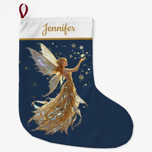 Grande Chaussette De Noël Gold Fairy Christmas Stocking – Sparkling Magic (Devant)
