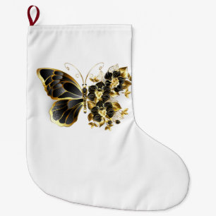 Grande Chaussette De Noël Gold flower Butterfly with Black Orchid